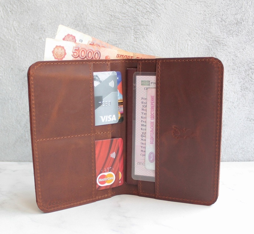 Men's wallet - Каштан крейзи хорс