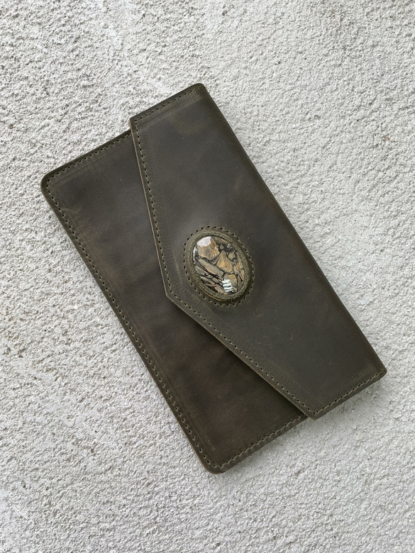 Кошелёк конверт - Хаки крейзи хорс и сенгилит