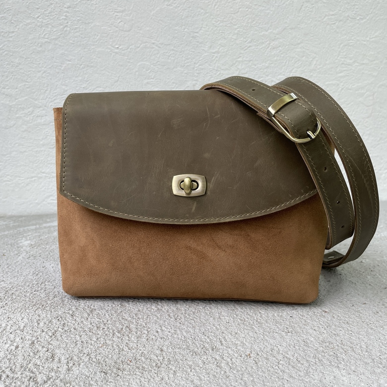 Fibi - велюр коричневый + крейзи хорс хаки и коричневый