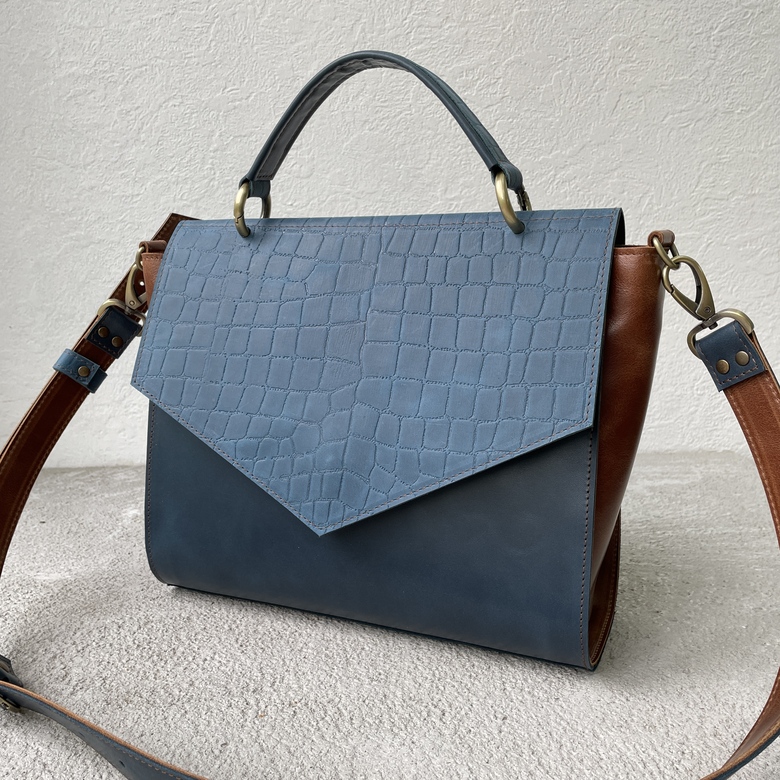 Софи - синий, джинс рептилия и фундук