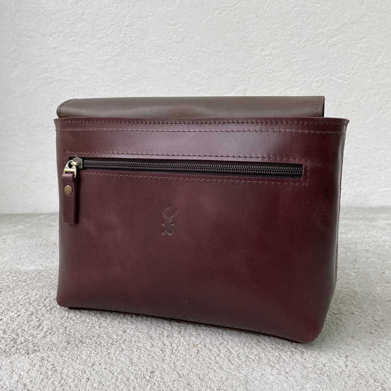 Fibi - велюр бордовый + крейзи хорс шоколад и марсала гладкая