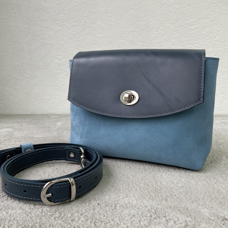 Fibi - велюр голубой + синий гладкий